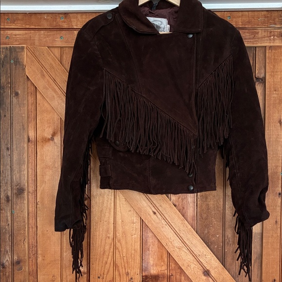 Lariat Vintage 80s Fringe Women’s Dark Brown Suede Leather Jacket, Small 2-4 - Picture 7 of 10